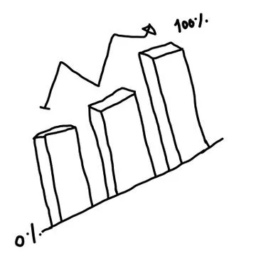 Hand drawn a graphics graph to top point growing data to concept of profit in 스톡 일러스트