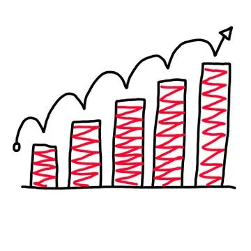 Hand drawn a graphics graph to top point growing data to concept of profit in イラスト素材
