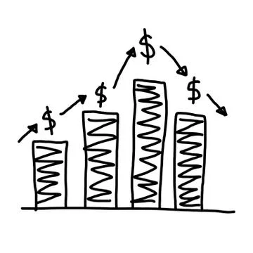 Hand drawn a graphics graph to top point growing data to concept of profit in 스톡 일러스트