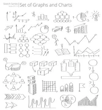 Hand Drawn Graphs and Charts icons Stock Illustration