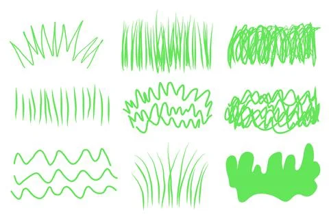 Hand drawn grass set Stock Illustration