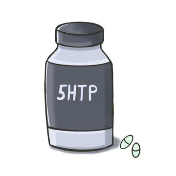 Hand-drawn gray jar with 5htp added, isolated on a white background Stock Illustration