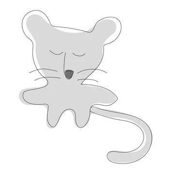 Hand drawn gray sleeping mouse. Stock Illustration