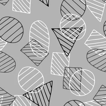 A Hand drawn gray vector illustration of a group of figures with stripes isol 스톡 일러스트