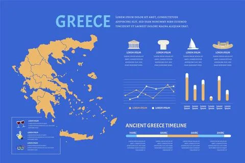 Hand drawn greece map infographic Stock Illustration