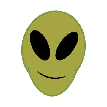 Hand Drawn Green Alien Face Icon Stock Illustration