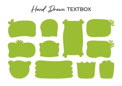Hand drawn Green empty Textbox or speech bubbles isolated on white backgrou.. 스톡 일러스트