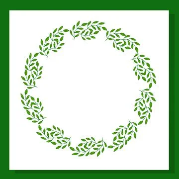 Hand-drawn green leaf frame with delicate foliage, ideal for wedding invita.. Stock Illustration
