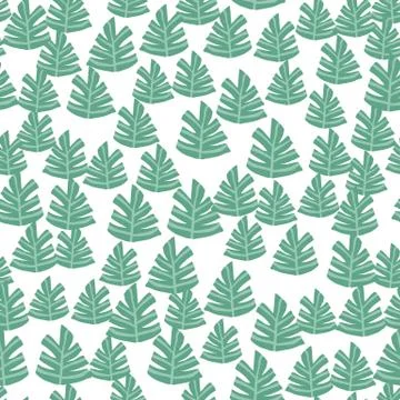 Hand drawn green tree seamless pattern. Doodle forest background. Illustrazione stock