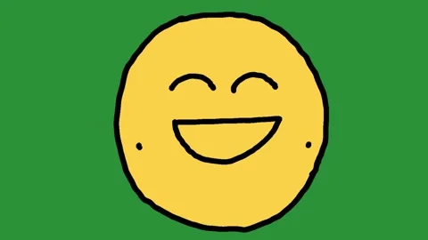 Hand-Drawn Grinning Face with Big Smile | 2D Animated Laughing Expression Stock Footage 333983266