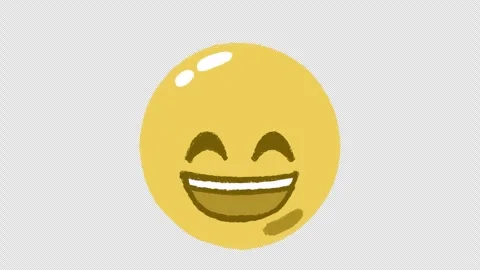 Hand-drawn grinning face with smiling eyes animated emoji Video stock 262372028
