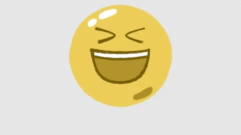 Hand-drawn grinning squinting face animated emoji Stock Footage 262372198