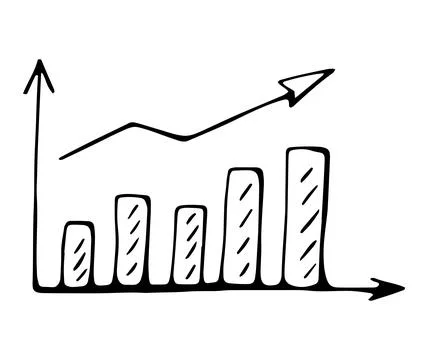 Hand Drawn Growth Chart Graph Doodle Icon Business Analytics Finance Illust.. Stock Illustration