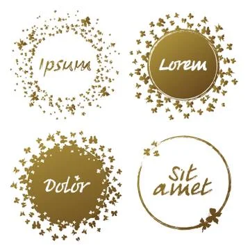 Hand drawn grunge circle frame vector illustration. Set of ink template for Illustrazione stock
