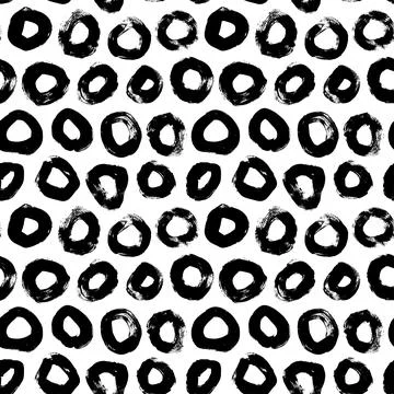 Hand drawn grunge circles vector seamless pattern. Stock Illustration