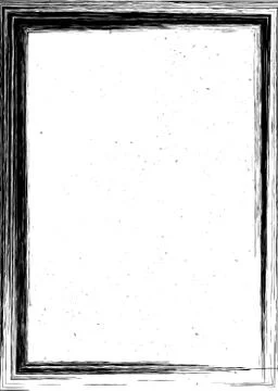 Hand drawn grunge frame. Rectangular textured border with copy space for soci Stock Illustration