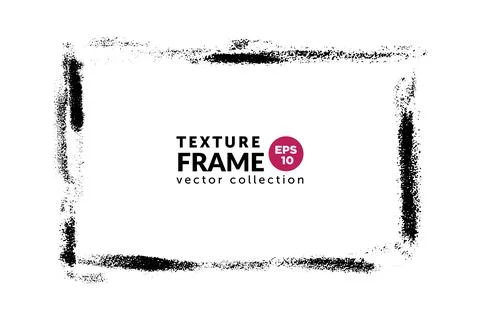 Hand drawn grunge frame rectangular shape. Black paint strokes as graphic r.. Stock Illustration