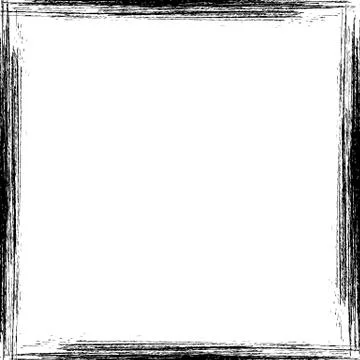 Hand drawn grunge frame. Square vintage frame. Textured border with copy spac Stock Illustration