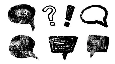 Hand drawn grunge speech bubbles and punctuation marks Stock Illustration
