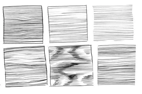 Hand drawn grunge textures pattern design wood bubbles circles curls dots lines Stock Illustration