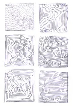 Hand drawn grunge textures pattern design wood bubbles circles curls dots lines Stock Illustration