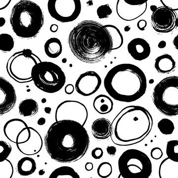 Hand drawn grunge vector circles seamless pattern. Stock Illustration