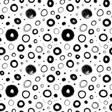 Hand drawn grunge vector circles seamless pattern. Stock Illustration