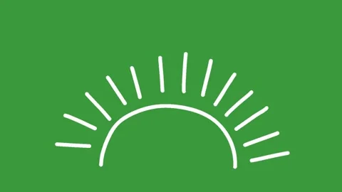 Hand Drawn Half Circle Rising Sun Burst Animation on Green Screen Background Stock Footage 339335162