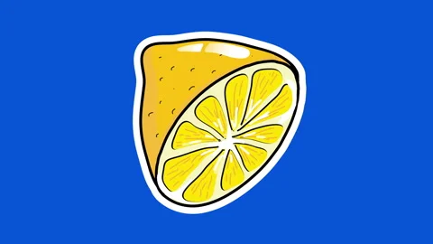 HAND DRAWN HALF LEMON STICKER Stock Footage 243196116
