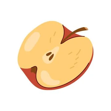 Hand drawn half of ripe apple fruit with seeds vector illustration Stock Illustration