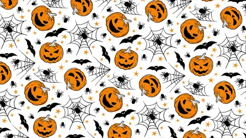 Hand drawn Halloween background on a seamless loop Stock Footage 318483594