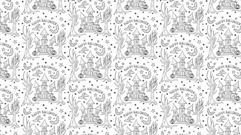 Hand drawn Halloween background on a seamless loop Stock Footage 318976970