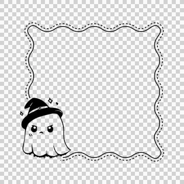 Hand drawn halloween ghost frame art element graphic Stock Illustration