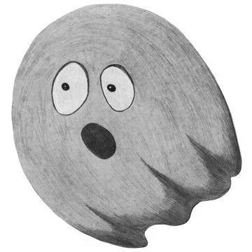 Hand Drawn Halloween Ghost Isolated on White Background. Stock Illustration