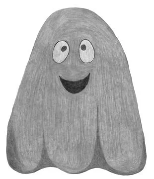 Hand Drawn Halloween Ghost Isolated on White Background. Stock Illustration