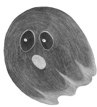 Hand Drawn Halloween Ghost Isolated on White Background. Stock Illustration