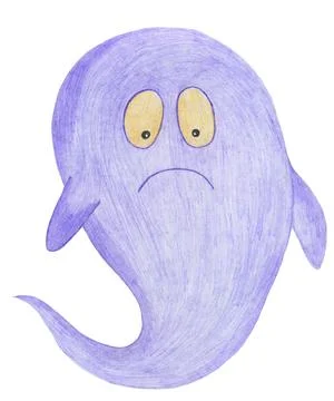 Hand Drawn Halloween Ghost Isolated on White Background. Stock Illustration