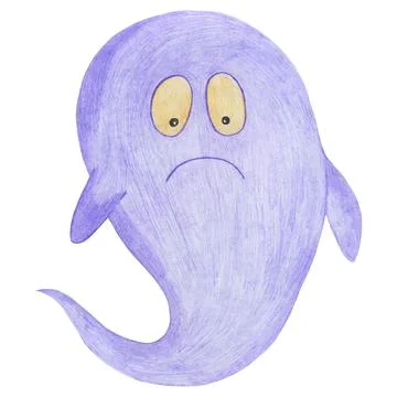 Hand Drawn Halloween Ghost Isolated on White Background. Stock Illustration