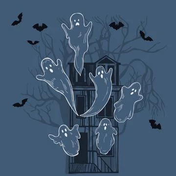 Hand drawn halloween set. Vector sketch illustration. Stock Illustration