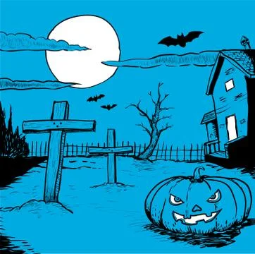 Hand drawn halloween - vector illustration Stock Illustration