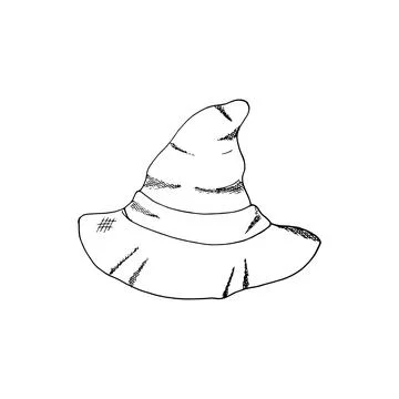 Hand Drawn Halloween Witch Hat Illustration. Abstract Vector Sketch. Isolat.. Stock Illustration