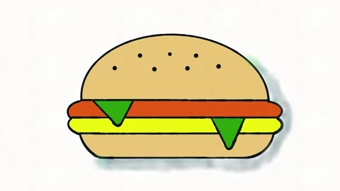 Hand Drawn Hamburger Doodle Animation Stock Footage 338000205
