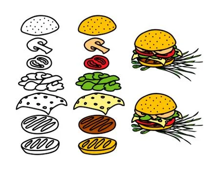 Hand drawn hamburger Stock Illustration