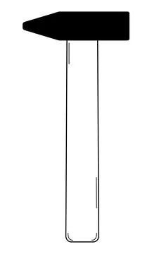 Hand drawn hammer. Carpentry tool for hammering nails. Doodle style. Vector Illustrazione stock