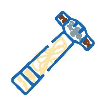 Hand drawn hammer tool on white background Ilustración de archivo