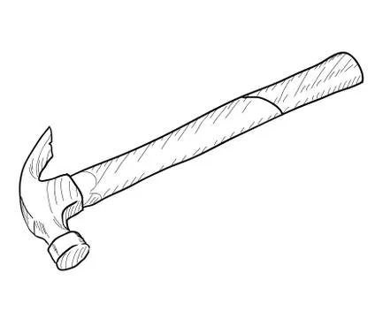 Hand-drawn hammer on white background. EPS8 vector Stock Illustration