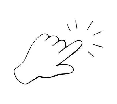 Hand Drawn Hand Click Gesture Doodle Icon Touch Screen Tap Interaction Illu.. Stock Illustration