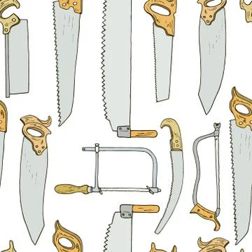 Hand drawn handsaws pattern Stock Illustration