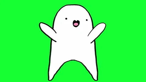 Hand-Drawn Happy Cute Ghost Animation on Green Screen Video stock 318410180