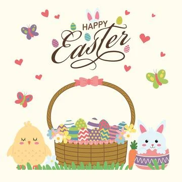 Hand Drawn Happy Easter Day illustration Vector 스톡 일러스트